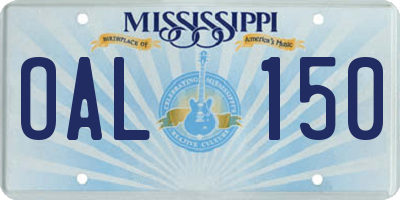 MS license plate OAL150