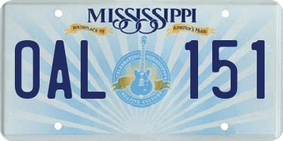 MS license plate OAL151