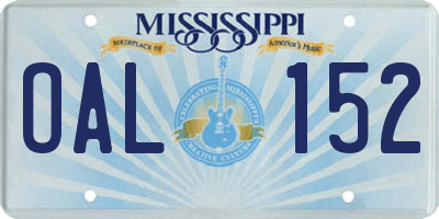 MS license plate OAL152