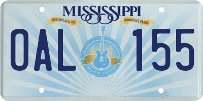MS license plate OAL155