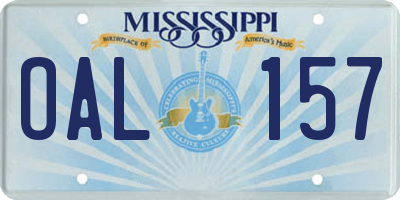 MS license plate OAL157