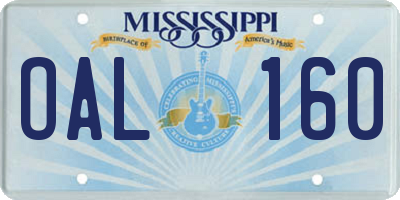 MS license plate OAL160