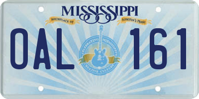 MS license plate OAL161
