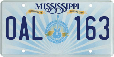MS license plate OAL163