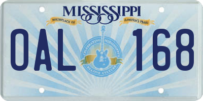 MS license plate OAL168