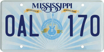 MS license plate OAL170