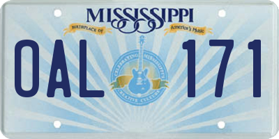 MS license plate OAL171
