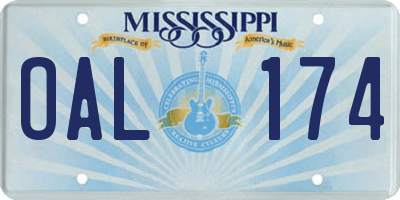 MS license plate OAL174