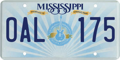MS license plate OAL175