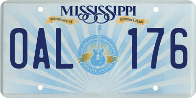 MS license plate OAL176