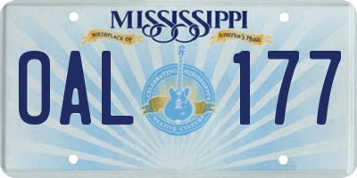 MS license plate OAL177