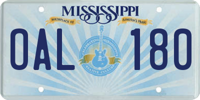 MS license plate OAL180