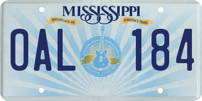 MS license plate OAL184