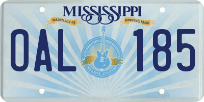 MS license plate OAL185