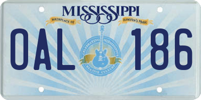MS license plate OAL186