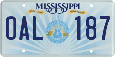 MS license plate OAL187