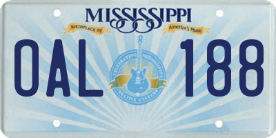 MS license plate OAL188