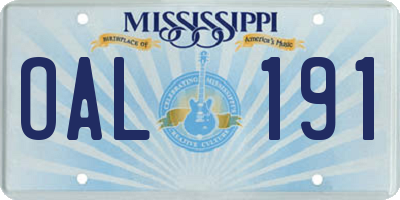MS license plate OAL191