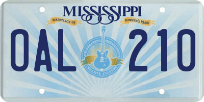 MS license plate OAL210