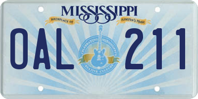 MS license plate OAL211