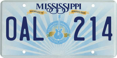 MS license plate OAL214
