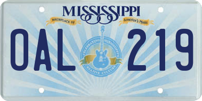 MS license plate OAL219