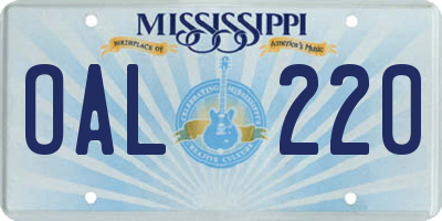 MS license plate OAL220