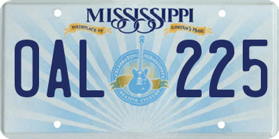 MS license plate OAL225