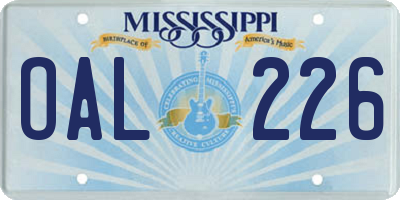 MS license plate OAL226