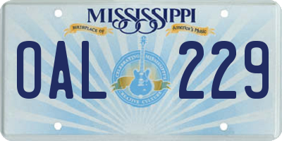 MS license plate OAL229