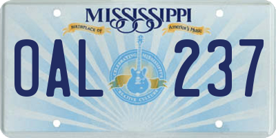 MS license plate OAL237
