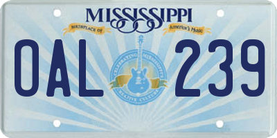 MS license plate OAL239