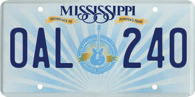 MS license plate OAL240