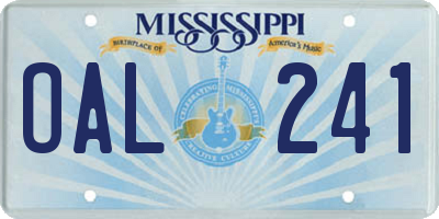 MS license plate OAL241