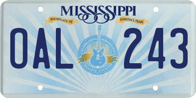 MS license plate OAL243