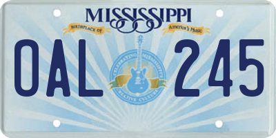 MS license plate OAL245