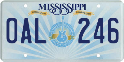 MS license plate OAL246