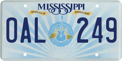 MS license plate OAL249