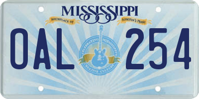MS license plate OAL254