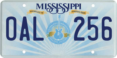 MS license plate OAL256