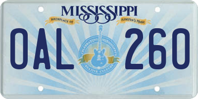 MS license plate OAL260