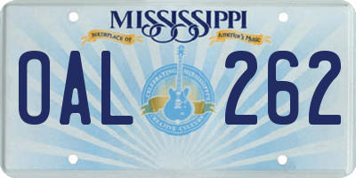 MS license plate OAL262