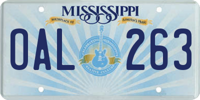 MS license plate OAL263