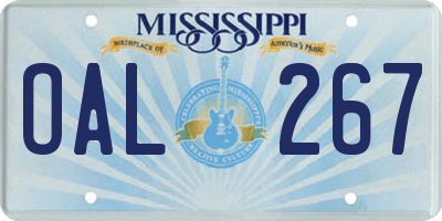 MS license plate OAL267