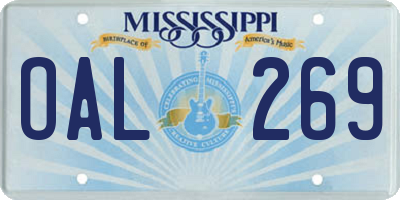 MS license plate OAL269