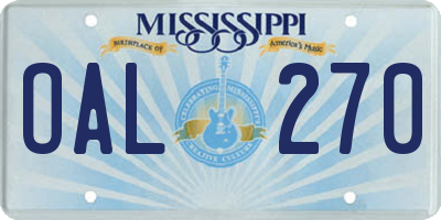 MS license plate OAL270