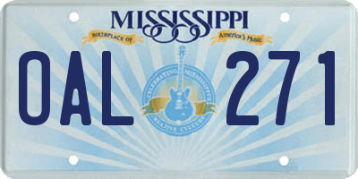 MS license plate OAL271
