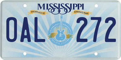 MS license plate OAL272