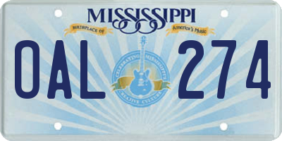 MS license plate OAL274