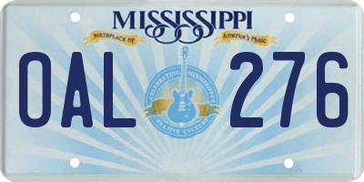 MS license plate OAL276
